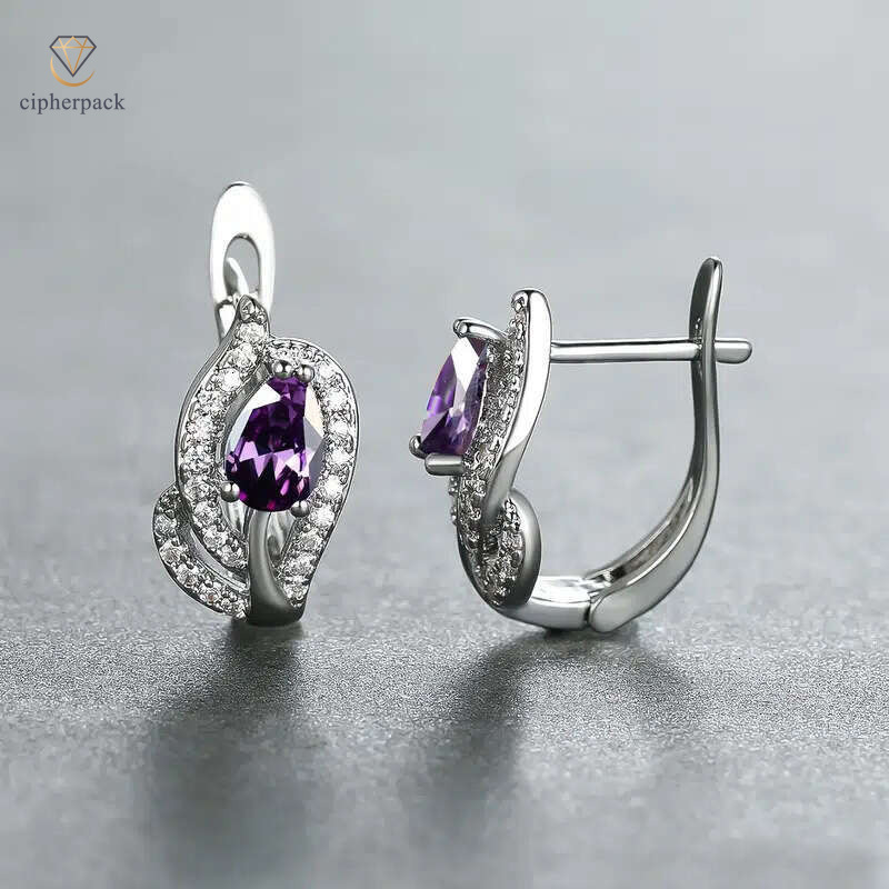popular Moissanite Jewelry floral twisted water drop-shaped leaf and seaweed earrings direct sales from the manufacturer