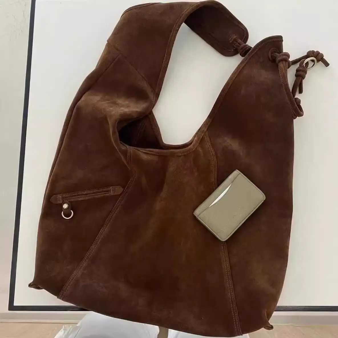 Shoulder Bags Vintage Suede Designer Tote Bag Autumn Half Moon Hobos Women Shoulder Bag High Quality Frosted Handbag Fashion Shopper Purses X261016