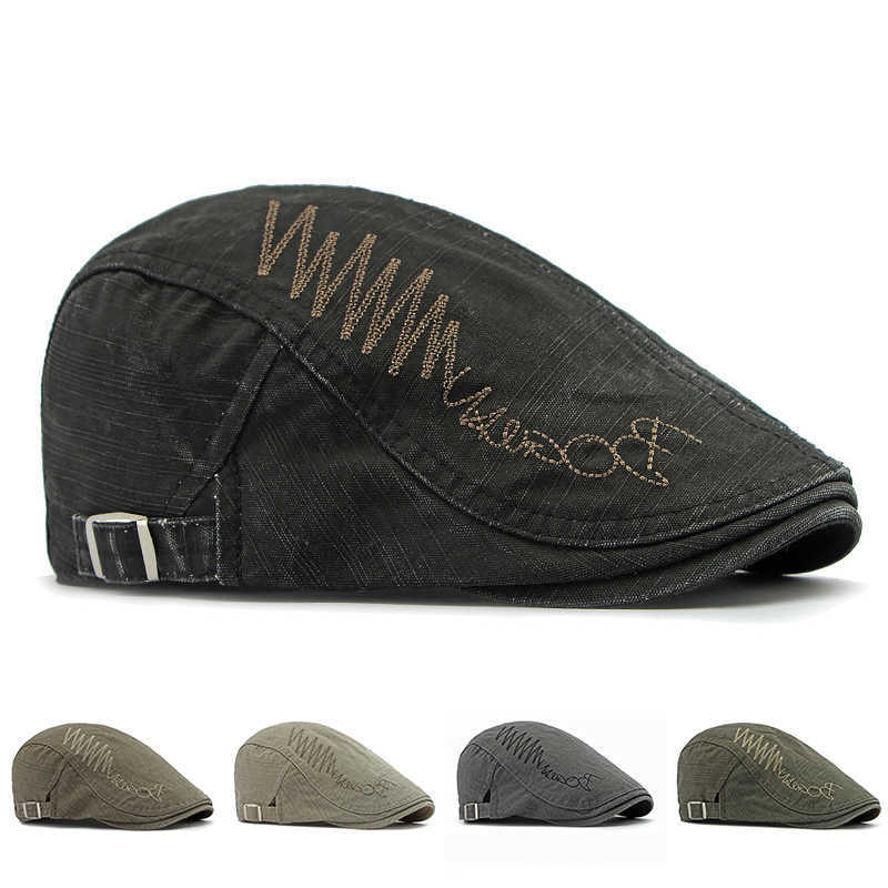 Flat Thin Cap Spring Summer Beret Hats For Men Solid Color Outdoor Sun Ivy Hat Women Herringbone Newsboy Cap Washed Forward Caps S26101685GA
