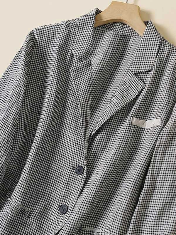 Jackets Early Autumn Loose Men's Fit Long Sleeve Windowpane Pattern Design Suit Jacket for plus Size Women Casual Comfortable Outerwear N261016