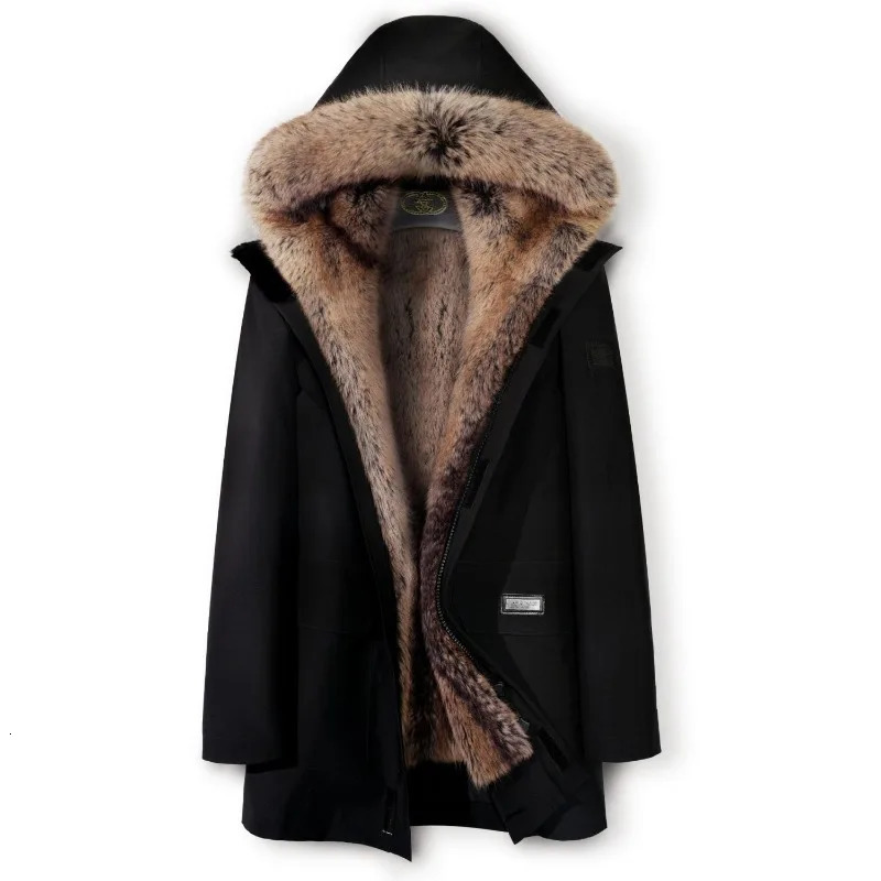 Outerwear This Is A Midlength Stylish and Warm Fur Coat with Detachable Thickened Inner Liner for Men in The Winter Style 261012