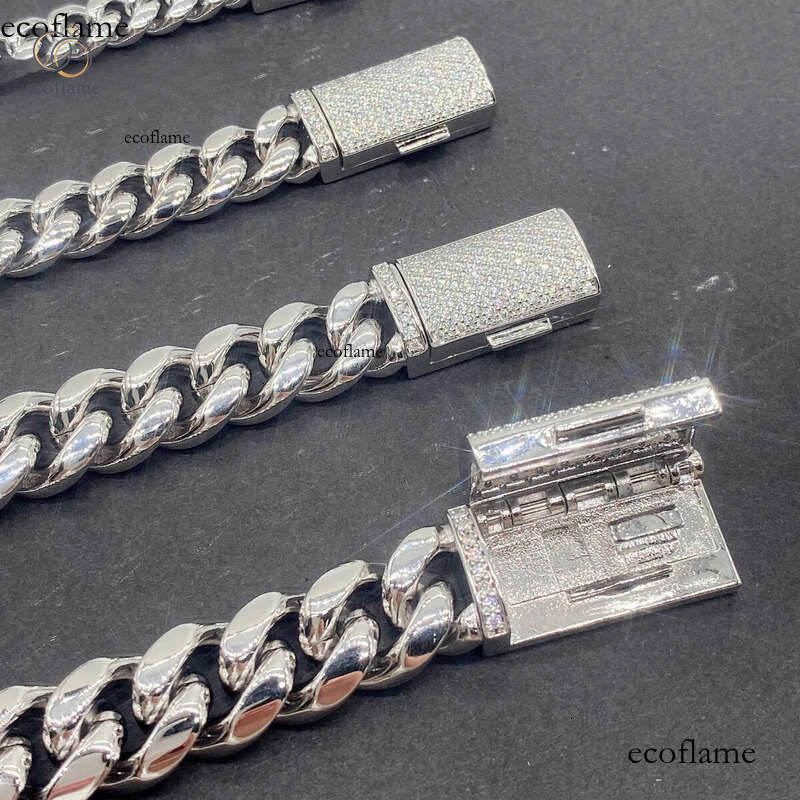 Wholesale Iced Out Cuban Link Chain 8-10 mm Moissanite Sier Necklace for Men Hip Hop Gift 16K GOLD Platinum Plated