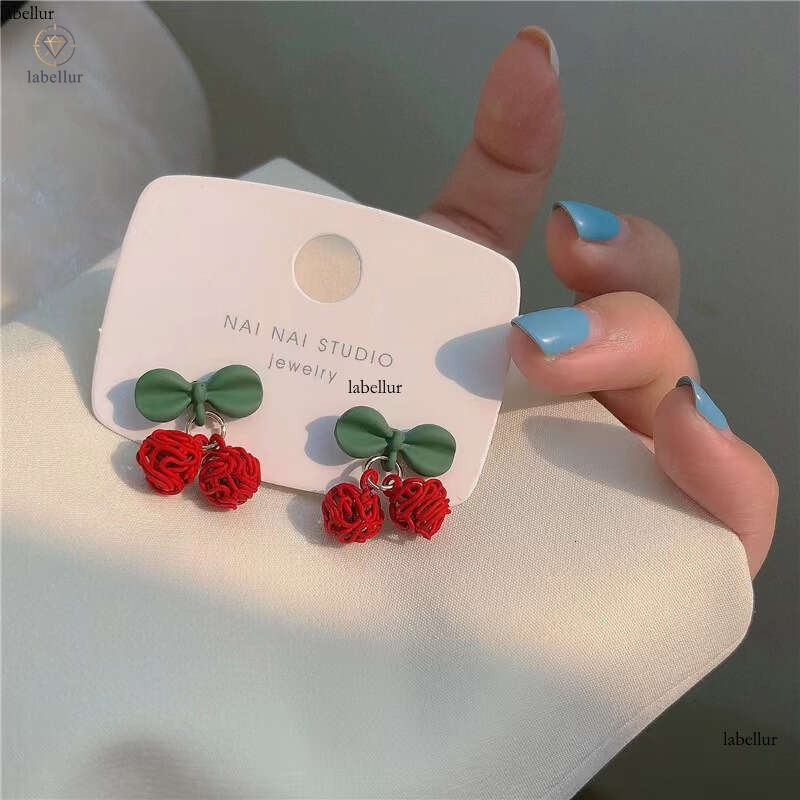 Summer cherry earrings for women, niche design, high-end Korean style, trendy internet celebrity earrings, 2025 new model b