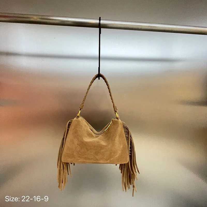 Shoulder Bags Casual Simple Women Faux Suede Tote Bag Boston Crossbody Handbag Fashion Autumn Elegant Sand Fringe Tassel Shopping Bag X261016