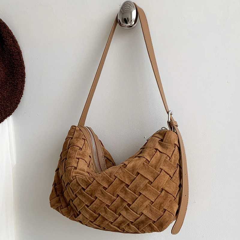 Shoulder Bags Handwoven Faux Suede Bags For Women Luxury Designer Handbag Purses 2026 New In Adjustable Straps Cross Braided Underarm Shoulder X2610