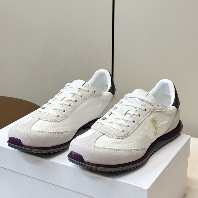Racer Sneaker Womens Suede Calfskin Nylon Forrest Gump Shoes Designer Daily Commute Round Head Thick Soled Casual Shoe Ladie Retro Low Top Sneakers