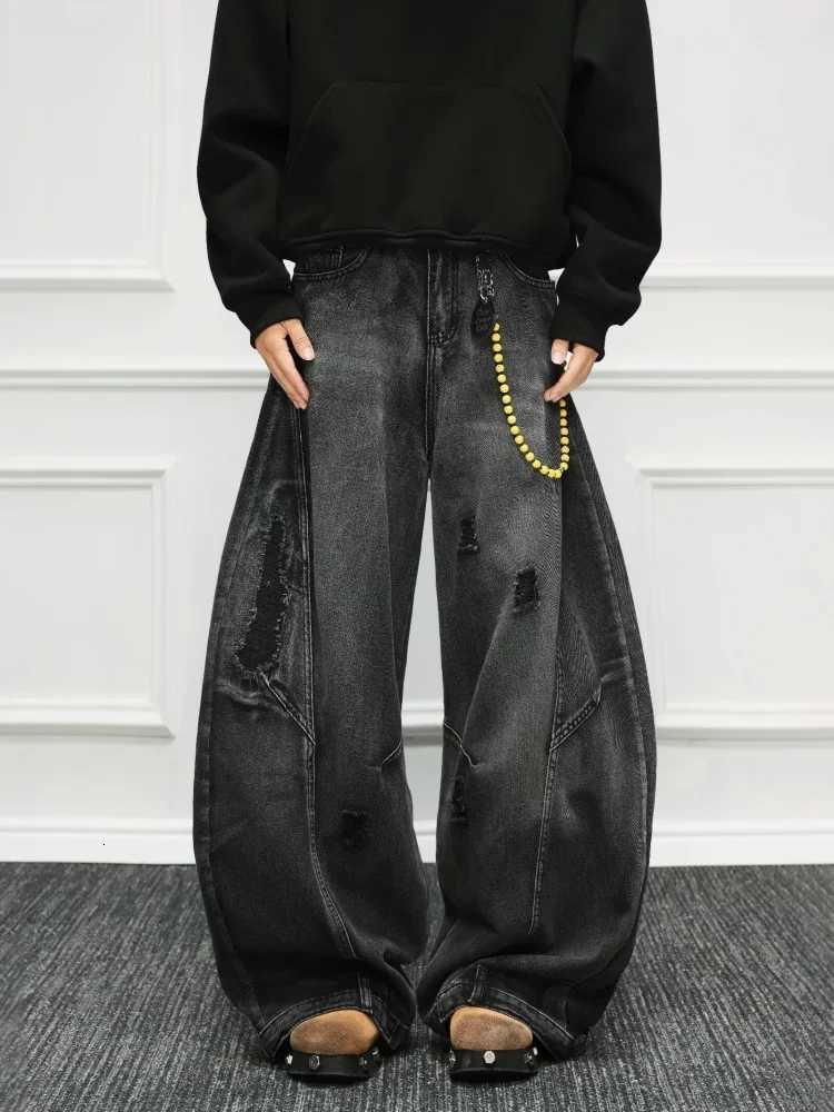 Men's Jeans 2026 Trashy Y2K Streetwear Patchwork Black Grey Baggy Ripped Jeans Pants For Men Clothing Wide Leg Loose Trousers Ropa HombreT26101