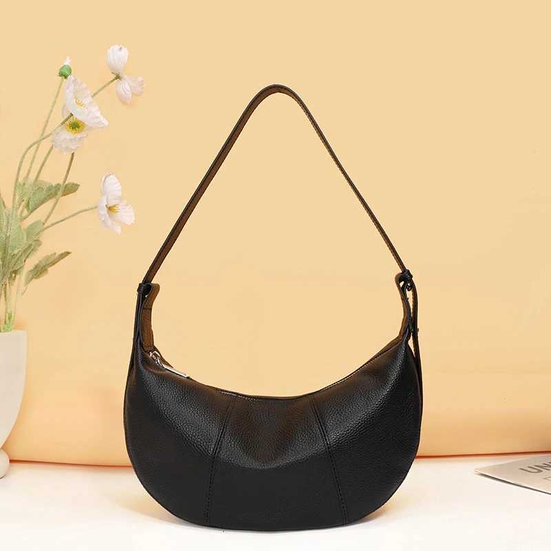 Shoulder Bags 2026 New Arrival Women's Genuine Leather Crescent Vintage Solid Hobo Shoulder Bag Soft Cowhide Crossbody Bag for Daily Commute X2