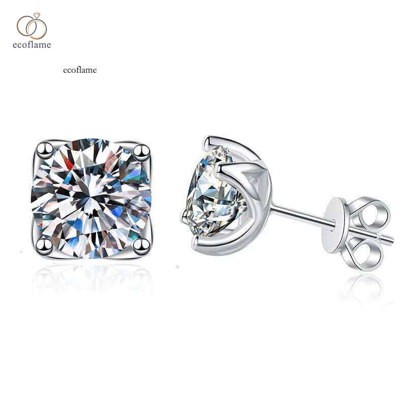 Minimalist Design Pure Sier D Color Four-Prong Sandstone Earrings 1 2 Carat Women's Jewelry