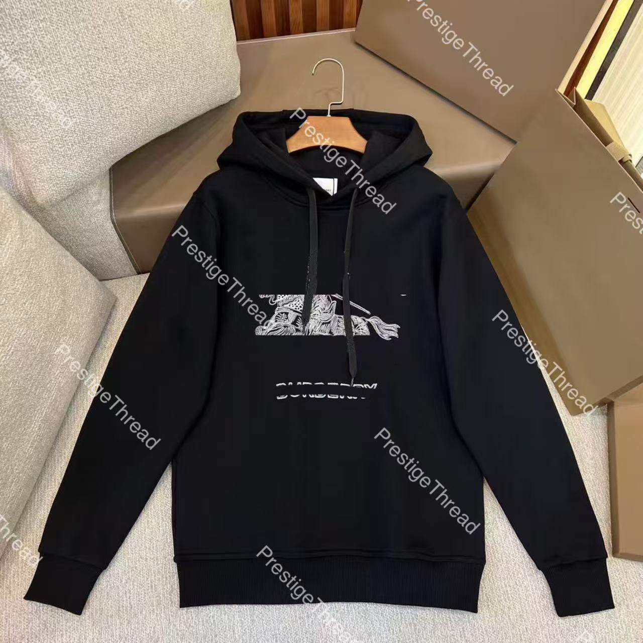 Equestrian Knight Embroidered Cotton Sports Hoodie Designer High-Quality Men's Hoodies & Sweatshirts Fashionable Sporty Casual Outfits for Coup