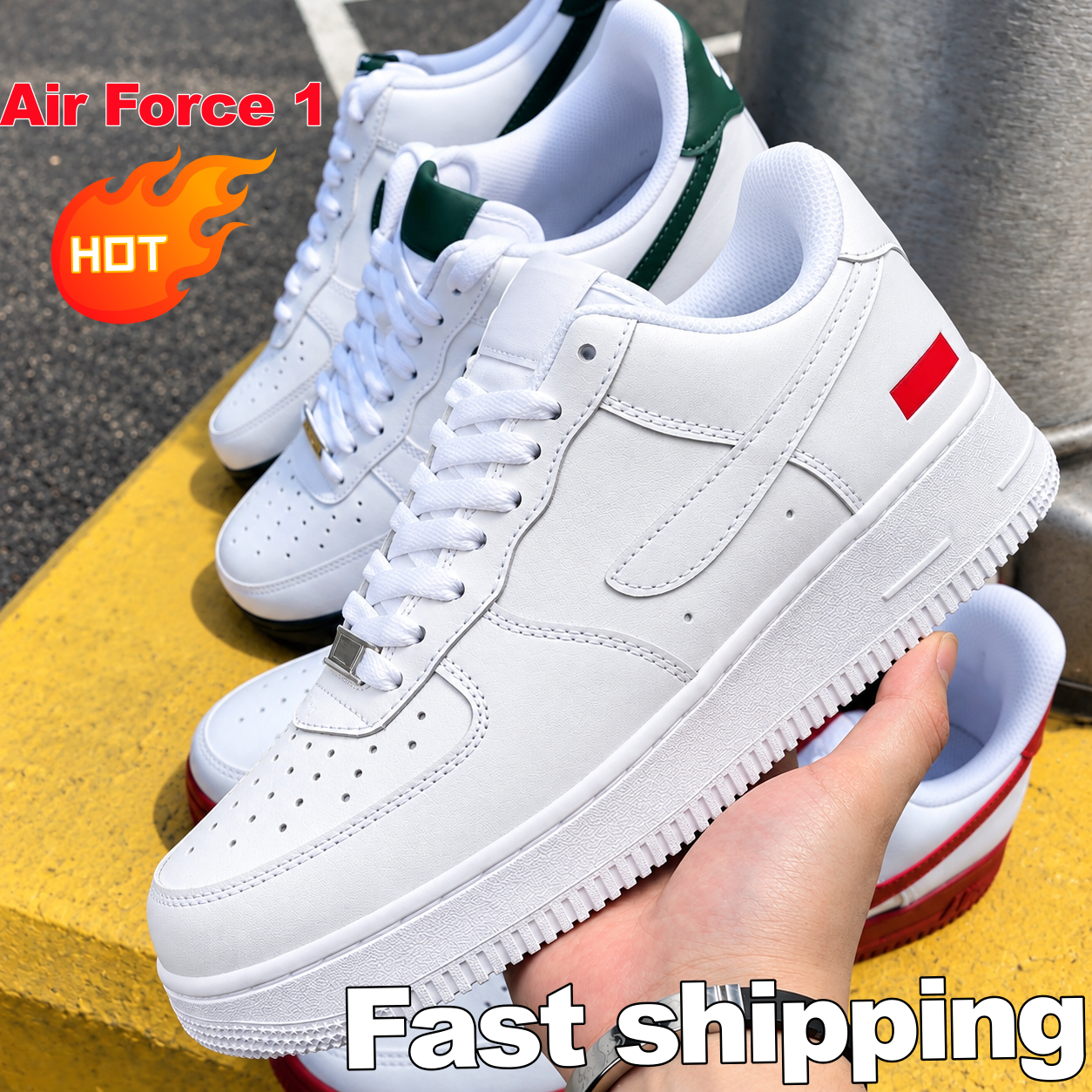 Classic AF 1 Low Sneakers For Men Women, Premium Leather Upper, Shock Absorbing Cushion Sole, Stylish Daily Streetwear Commute Walking Skate Shoes s