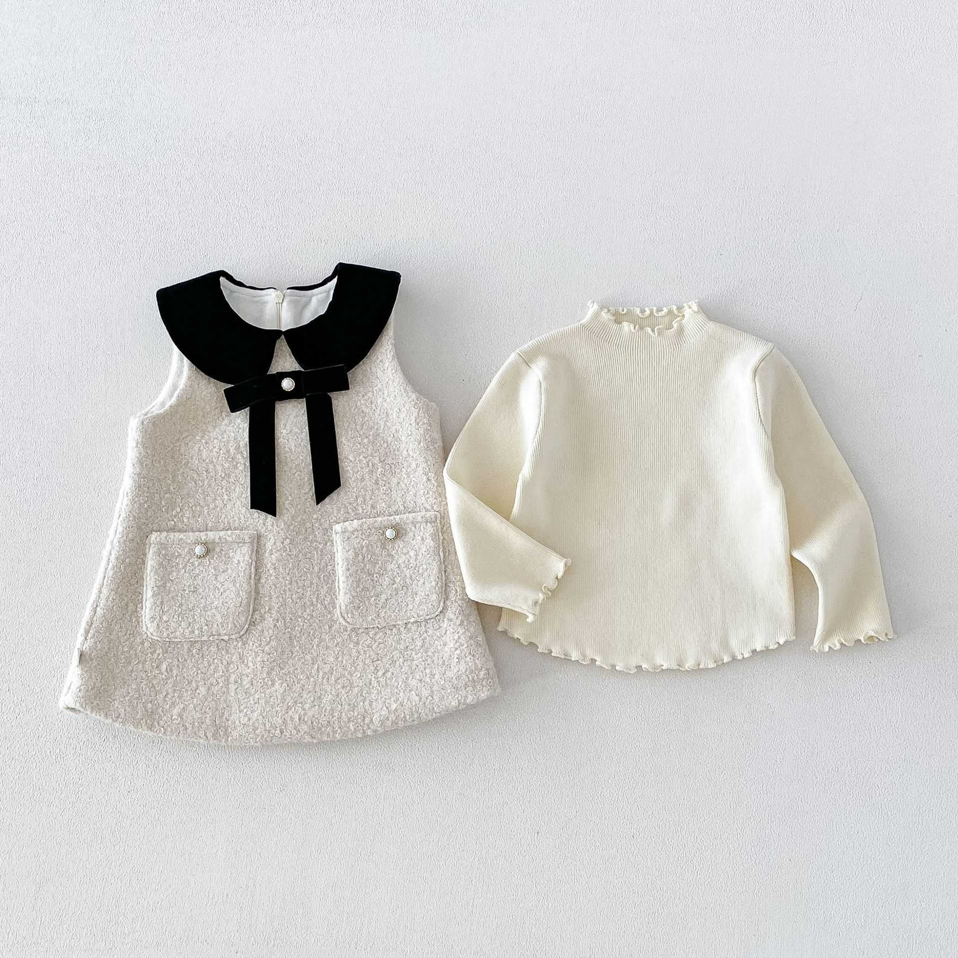 New 2026 Winter Girls Tweed Style Fleece-Lined Jumper Dress | Thick Warm Party Gown | Cute Sleeveless Dress S261016PM8X