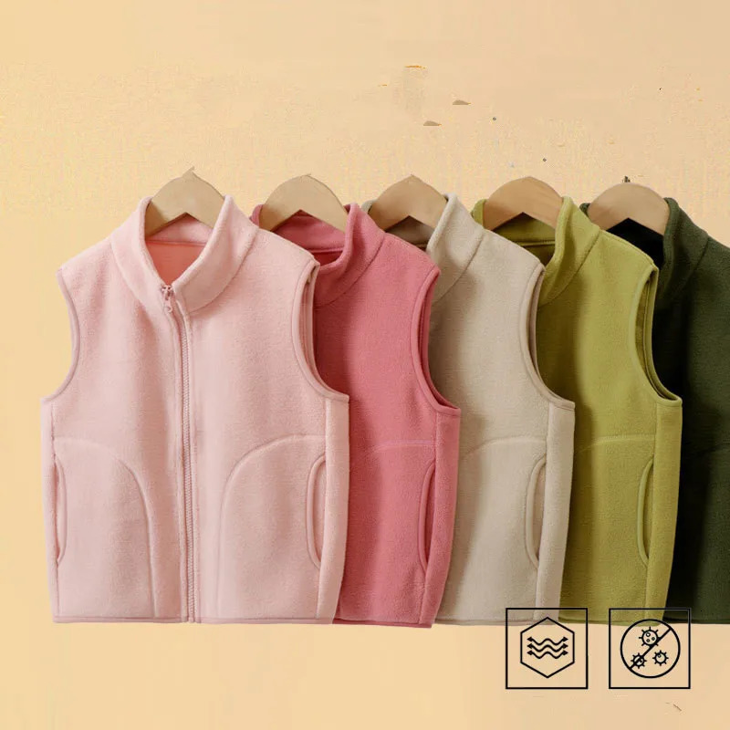Autumn Kid Vest Winter Warm Fleece Sleeveless Jacket For Boys Girls Casual Versatile Teenage Children Outerwear261016
