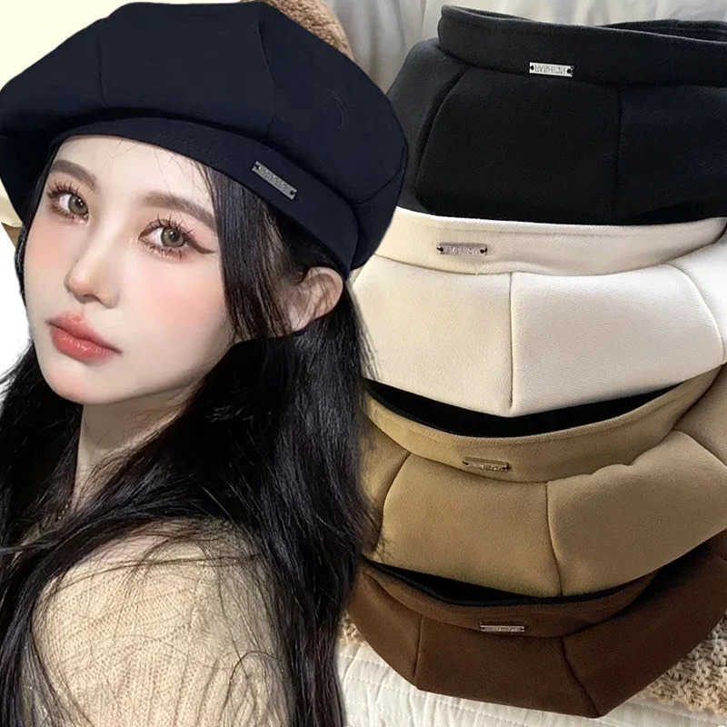 Classic Korean Premium Feel Black Beret Spring Autumn Thin Solid Color INS Trendy Versatile Painter Hat Simple Caps for Women S261016XZJA