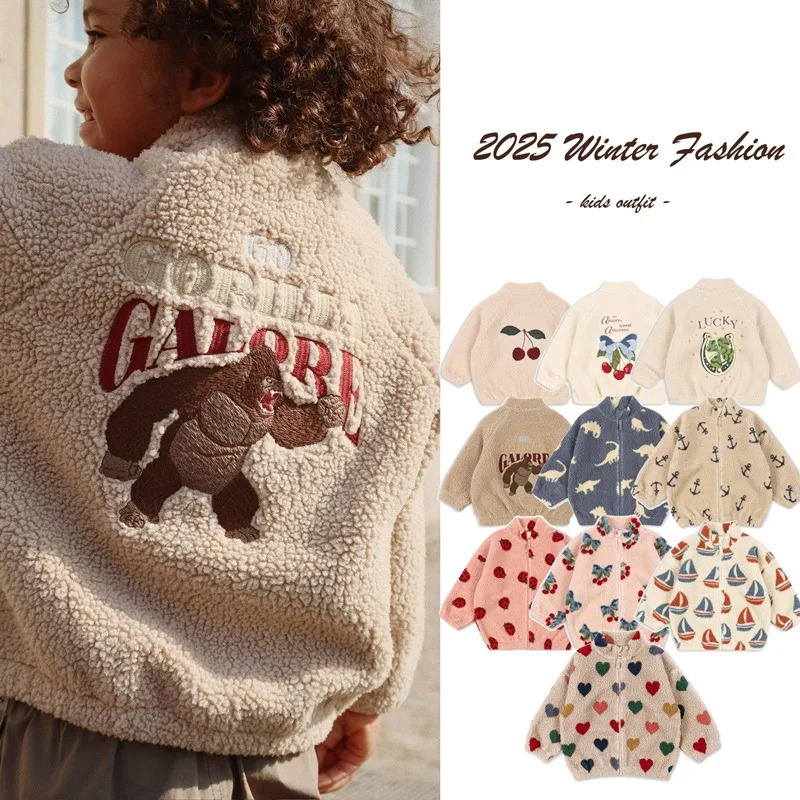 2025 Winter Casual Boys Coat Sherpa Jacket Boys Girls Fashion Fleece Warm Outfit for Boys Girls Winter Kids Clothing261016