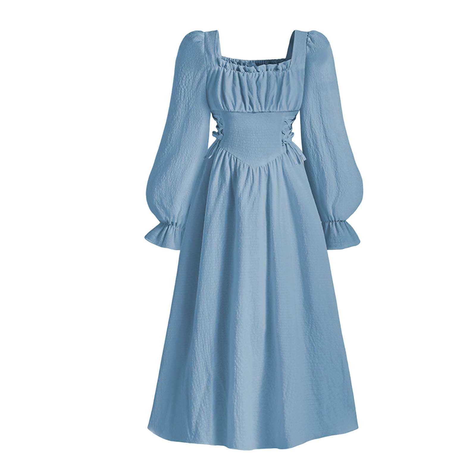 Spring 2026 New Princess Dress Kids Girl French Party Dresses Square Collar Ruffle Long Sleeve A-Line Dress For Girls 8-12 Years S261016MMT4