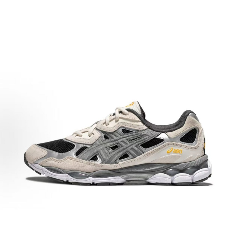 Asics Nyc Unisex Lace Up Breathable Mesh Sneakers Wear Resistant Rubber Sole Running Shoes Solid Color Versatile Casual Footwear For Daily Walking O