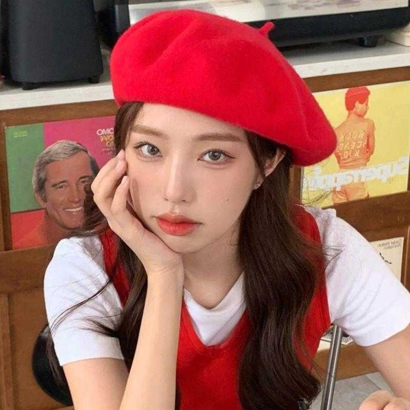 Multi-color HOT Wool Thick Berets Winter Autumn Artist French Retro Plain Painter Hat For Women Girls Warm Walking Outdoors Caps S2610168PA0