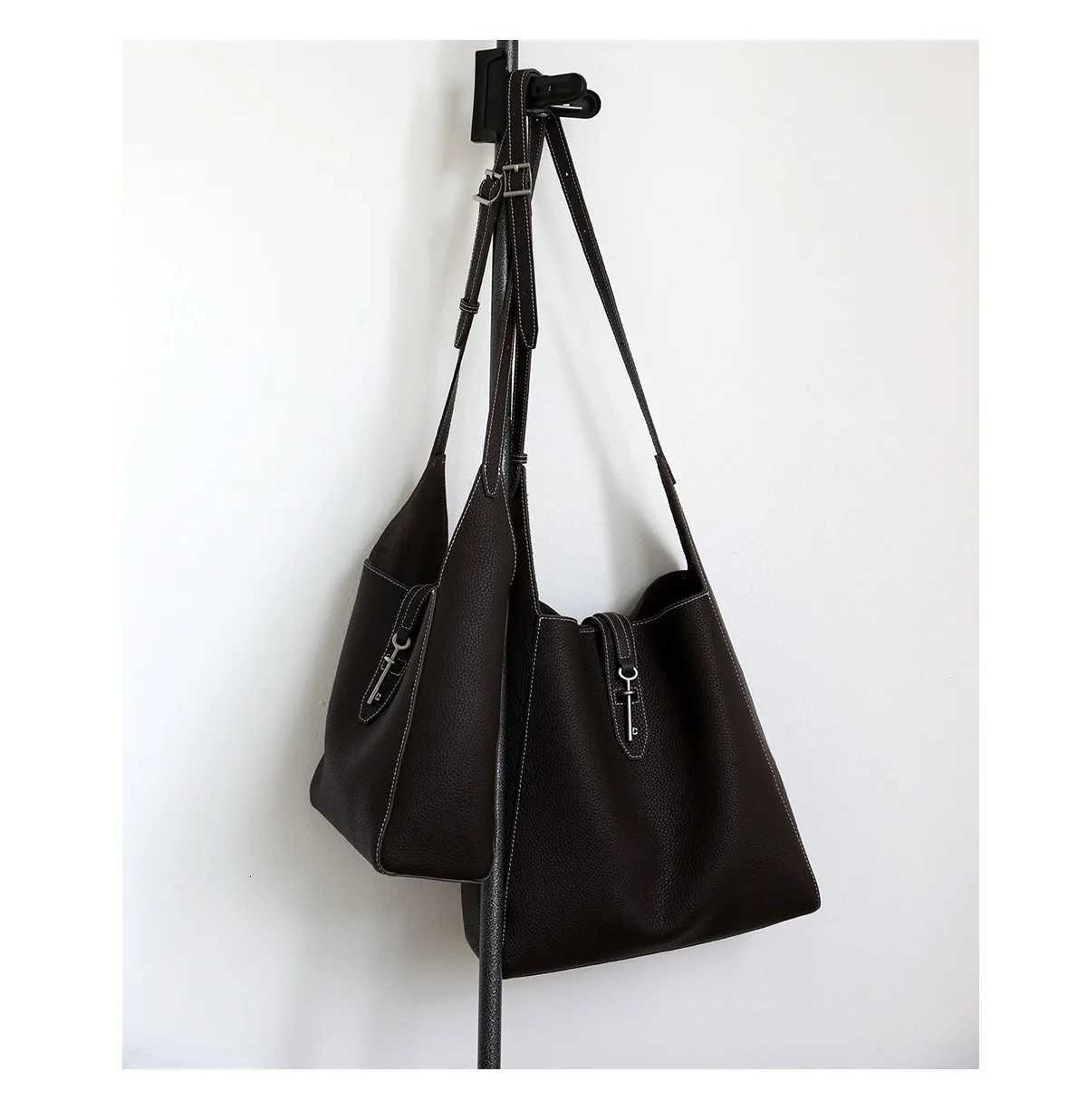 Cross Body 2025 new handbag hobo bag genuine leather tote bag large capacity bag slack lazy first layer cowhide handbag H261016