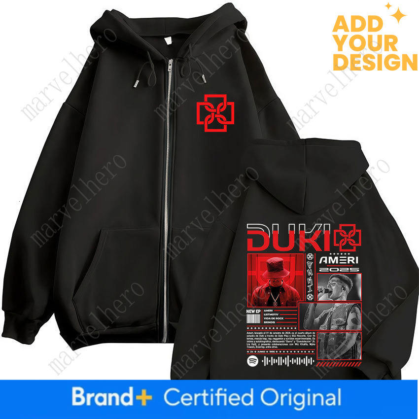 Rapper Duki Ameri World Tour Zipper Hoodies Men Women Clothing Fashion Hip Hop Zip Up Hooded Oversized Sweatshirts Jackets