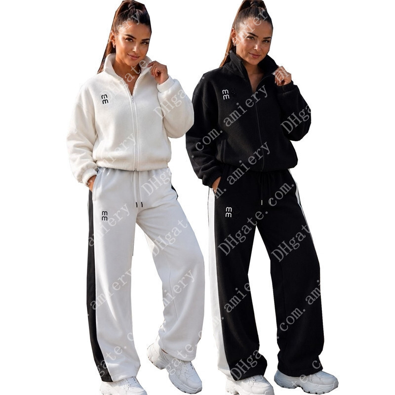 Survêtement de créateur de mode automne hiver deux pièces ensemble femmes lettre cardigan à fermeture éclair veste manteau et pantalon ample spor