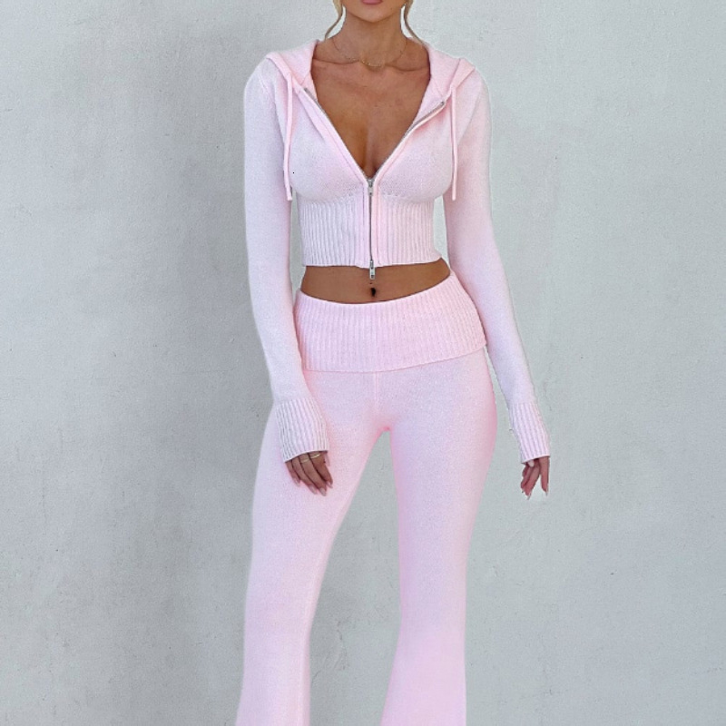Spring Autumn New European American Cross Border Women s Slim Fit Short Hooded Top and Casual Pants Fashion Two Piece Set for MAKOUFEI
