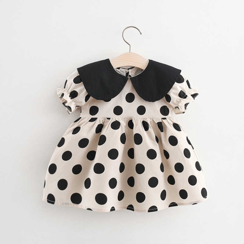 Girls Summer Kids Princess Short Sleeve Dress Children Baby Infants Dot Polka Pleated Dresses Casual Vestidos S261016P5V8