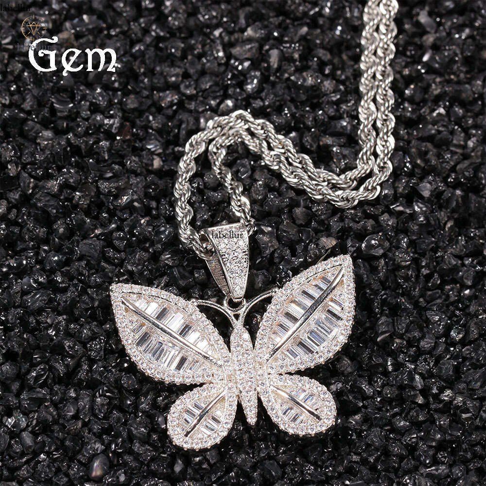 High-End Hip Hop Style Necklace for Women Trendy Ins Moissanite Jewelry Simple Diamond-Studded Butterfly Collarbone Chain Versatile Accessories Jewe
