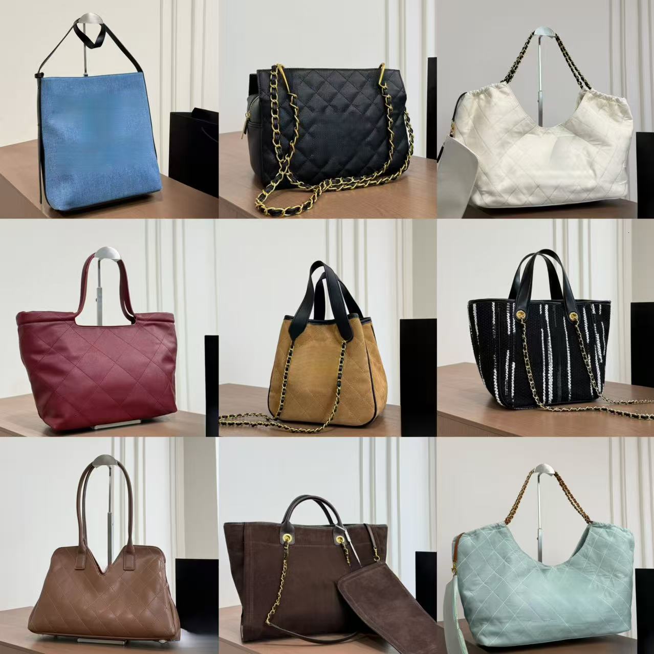 2026 Designer Bag Women Canvas Tote Bag With Leather Trim Color Block Webbing Handbag Multi Sizes Large Capacity Work Shoulder Tote for daily outing