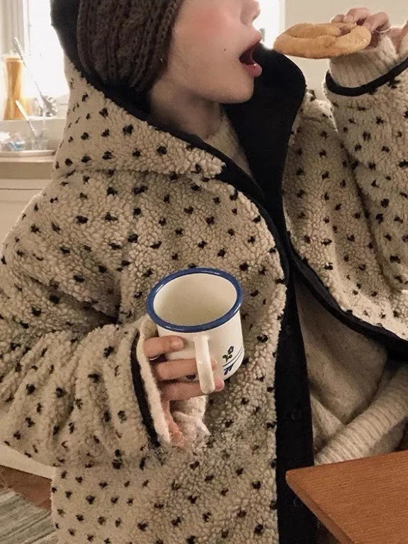 Trendy Floral Lamb Wool Cotton Jacket Womens Hooded Coat Korean Style AgeDefying Winter Arrival 261016