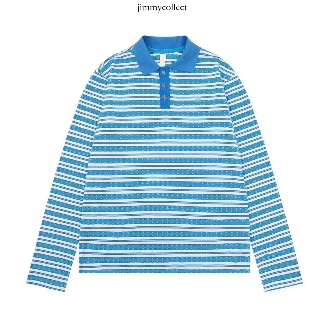 Chrome Loose Long Sleeve Striped T shirt Men Luxury Brand Retro Cross Pattern Lapel Tees Casual Button High Quality chrome hoodie d83