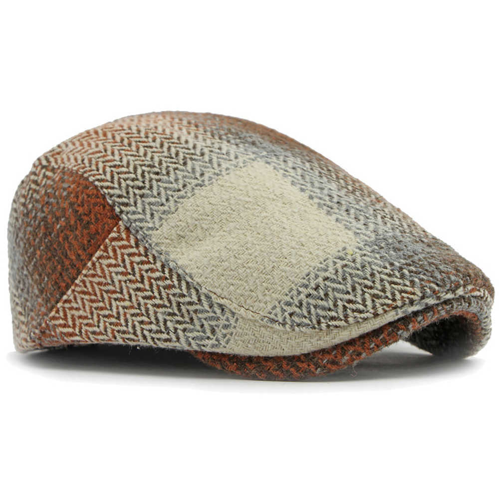 Berets HT4238 New Plaid Artist Painter Beret Hat Male Female Spring Autumn Flat Caps for Men Women Retro Beret Caps S261016IYE5