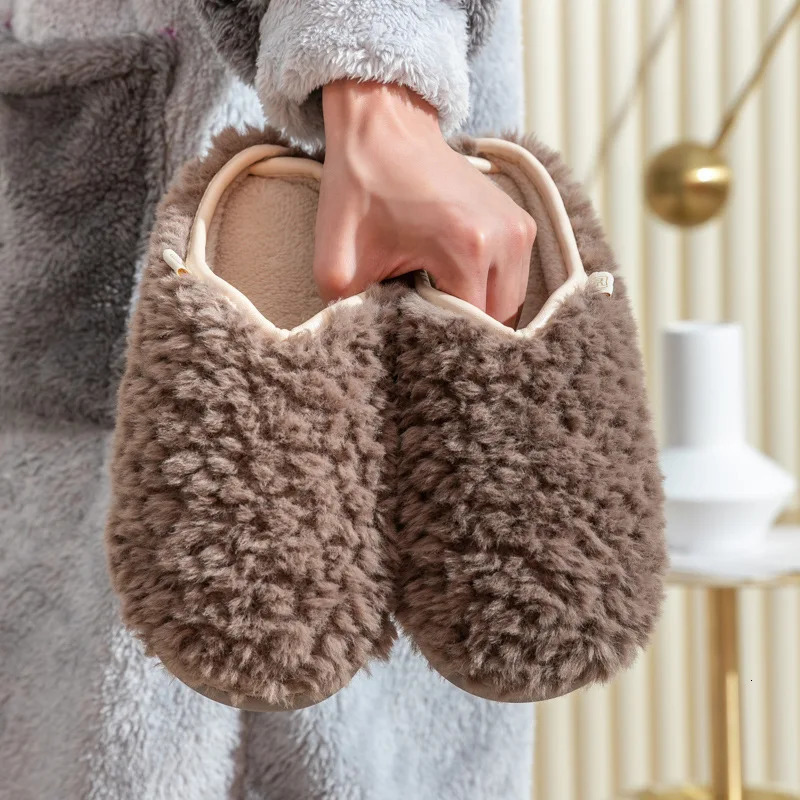 Crestar Warm Fluffy Women Slippers Winter Indoor Soft Sole Fuzzy Bedroom Flat Slides Non-slip Fleece Lind Fur House Slippers 261016