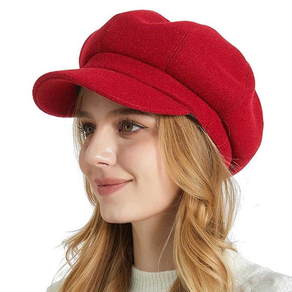 Winter Autumn Hats for Women Solid Plain Octagonal Newsboy Cap Men Ladies Casual Wool Hat Winter Beret Women Painter Caps S261016Q89Q