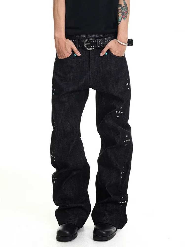 Men's Jeans 2026 Gothic Y2K Style Rivet Design Black Baggy Stacked Jeans Pants For Men Clothing Straight Loose Long Trousers Pantaloni UomoT261