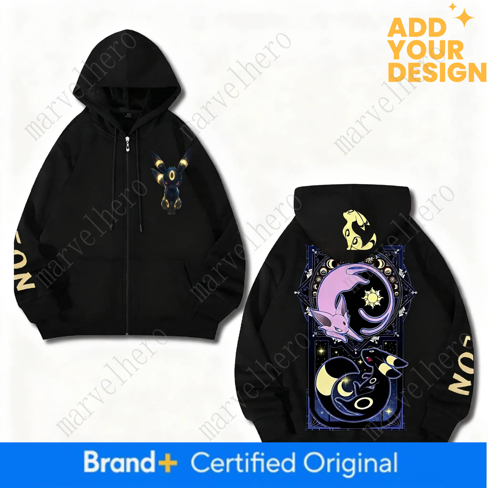 PokeMon Umbreon Co Branded Zipper Hoodie Autumn Winter Men S New Charmander Print American Hip Hop Casual Daily Sweater Top