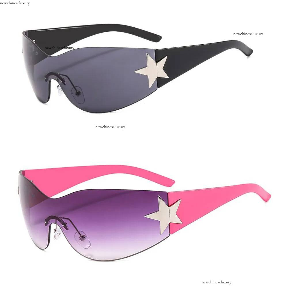 Lunettes d'extérieur Y2K lunettes de soleil sans monture pour femmes hommes à la mode enveloppant Punk lunettes surdimensionnées sport lunettes d