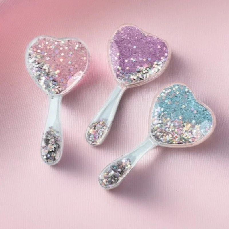 1PC Heart-Shaped Air Cushion Hair Brushes Cute Glitter Sparkling Scalp Massager with Cushion Bristles for Gentle Detangling Pink 261016