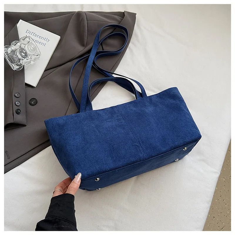 Retro Faux Suede Shoulder Bag Large Capacity Tote Women Bag Quitting Bags for Women Handbag Commuting Shopper Purses 261016
