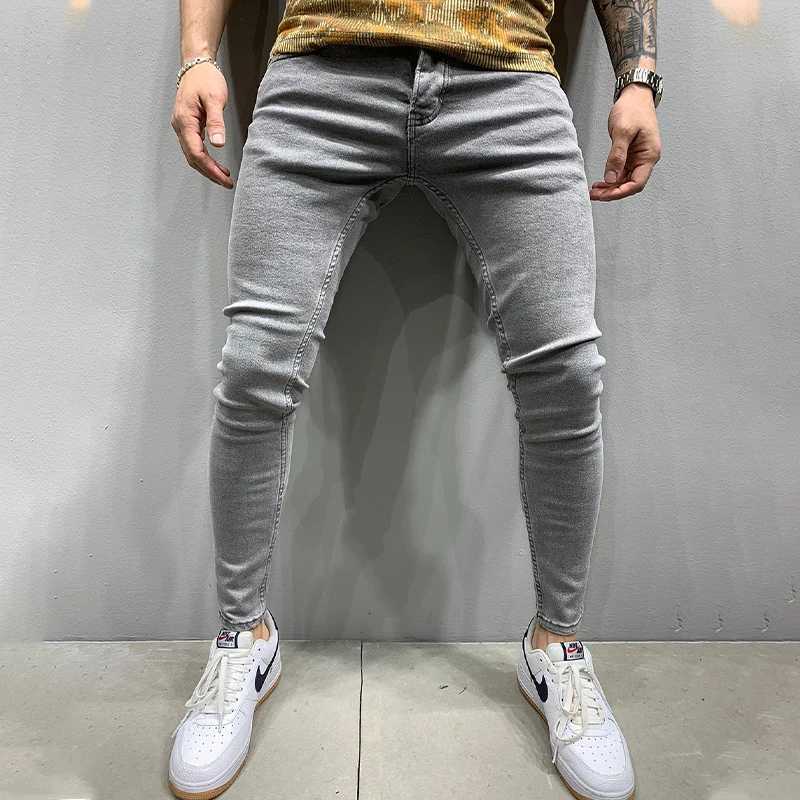 Men's Jeans 2023 New Men's Stretchy SKinny Jeans Solid Color Slim Fit Casual Pants Fashion Mens Designer Clothes Streetwear Denim Trousers