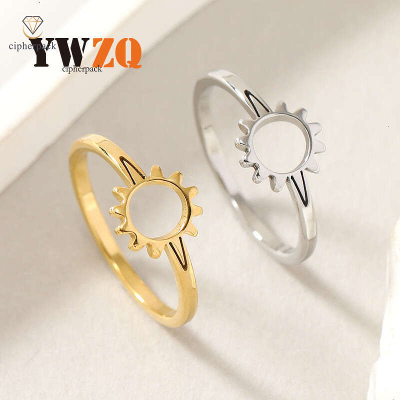 Jewelry best-selling titanium simple sunflower couple rings 925 Sterling Silver 18K Gold jewelry manufacturer wholesale