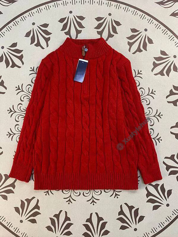 polo Fall And Winter Knitted Sweaters For Men Designer Cable Knit Couple Stand Collar Embroidered Half Zip Womens Sweater Tops Coat polo 588