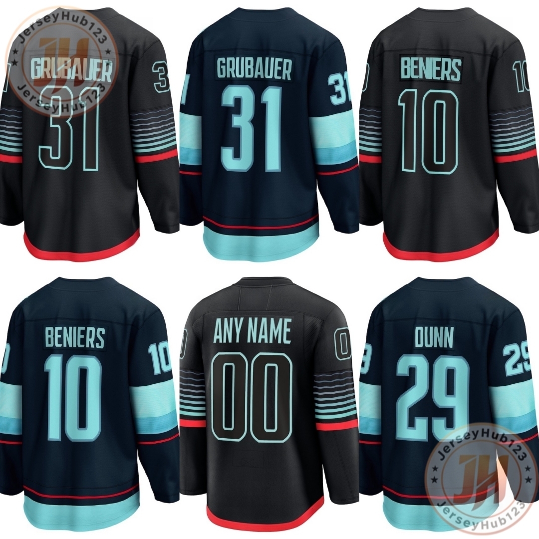 #31 Philipp Grubauer #10 Matty Beniers #29 Vince Dunn Men's Embroidery Ice Hockey Jersey Wholesale Hockey Uniform