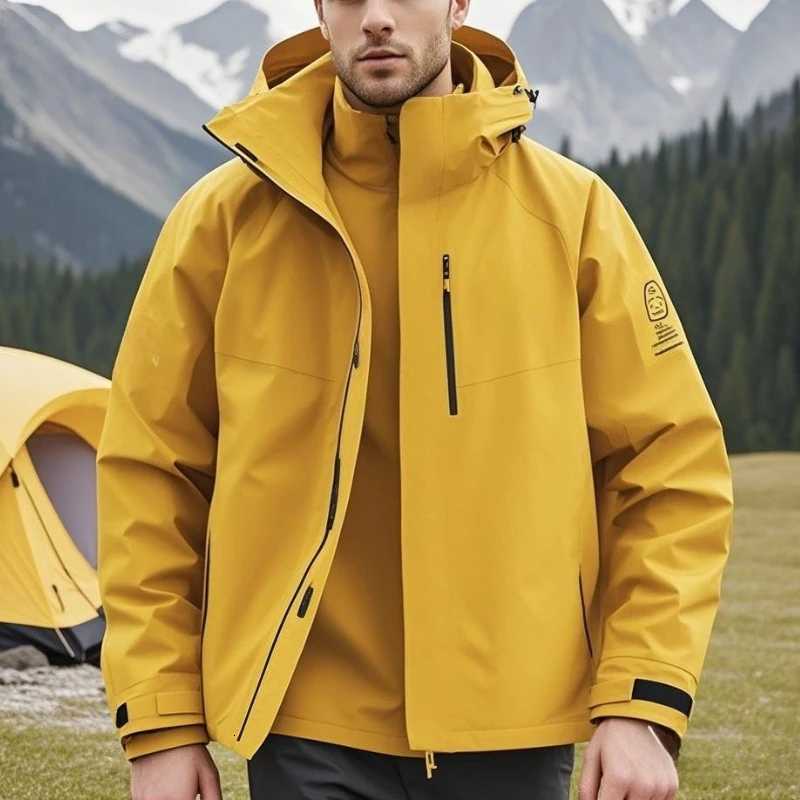 Outdoor Jackets Hoodies New Outdoor Waterproof Hooded Unisex Spring Autumn Loose Thin Workwear Windproof Coat for Men's Hiking Cam ActivitiesT2