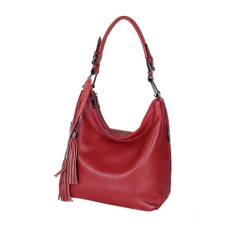Cross Body Zency Fashion Tassel Women Shoulder Bag 100% Genuine Leather Daily Shopping Hobos Classic Large Red Tote Handbag Crossbody Bag H261016