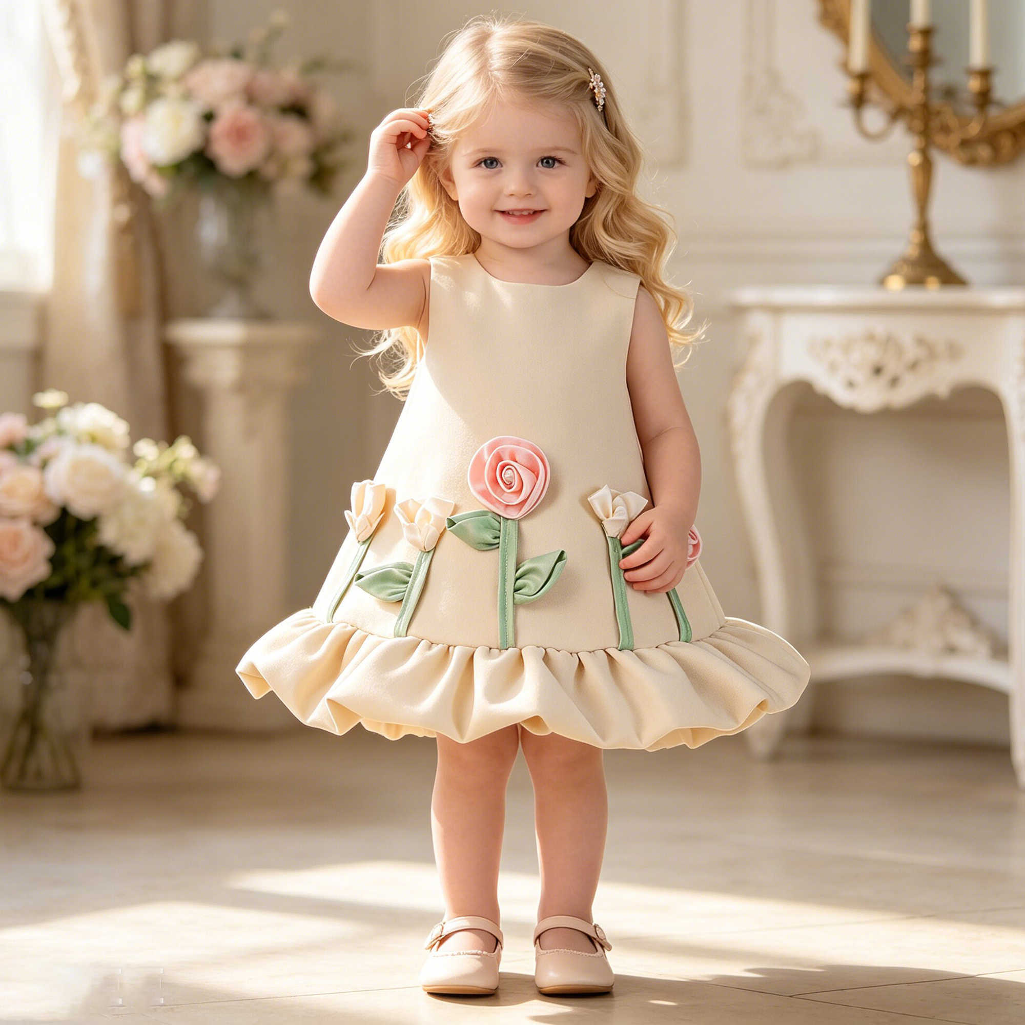Flower Fashion Party Baby Girl Dress Toddler 1Yrs Birthday Wedding Princess Evening Dresses Girls Elegant Bridesmaids Prom Gown S261016MN5C
