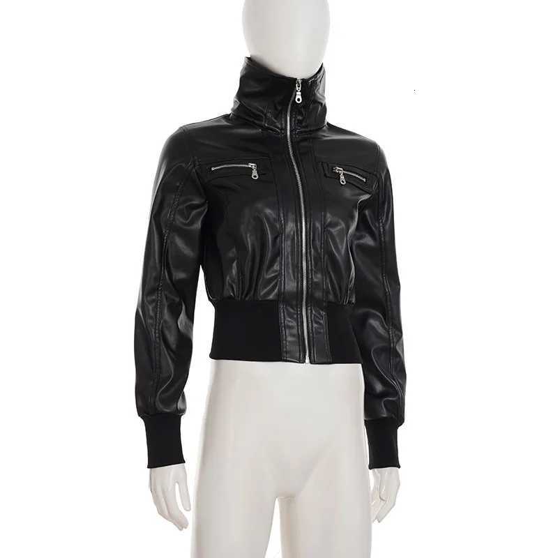 Jackets Amercian Vintage Pu Men's Leather Jacket Women Streetwear Harajuku Grunge Emo Alternative Grunge Zipper Casual Coats Female N261016