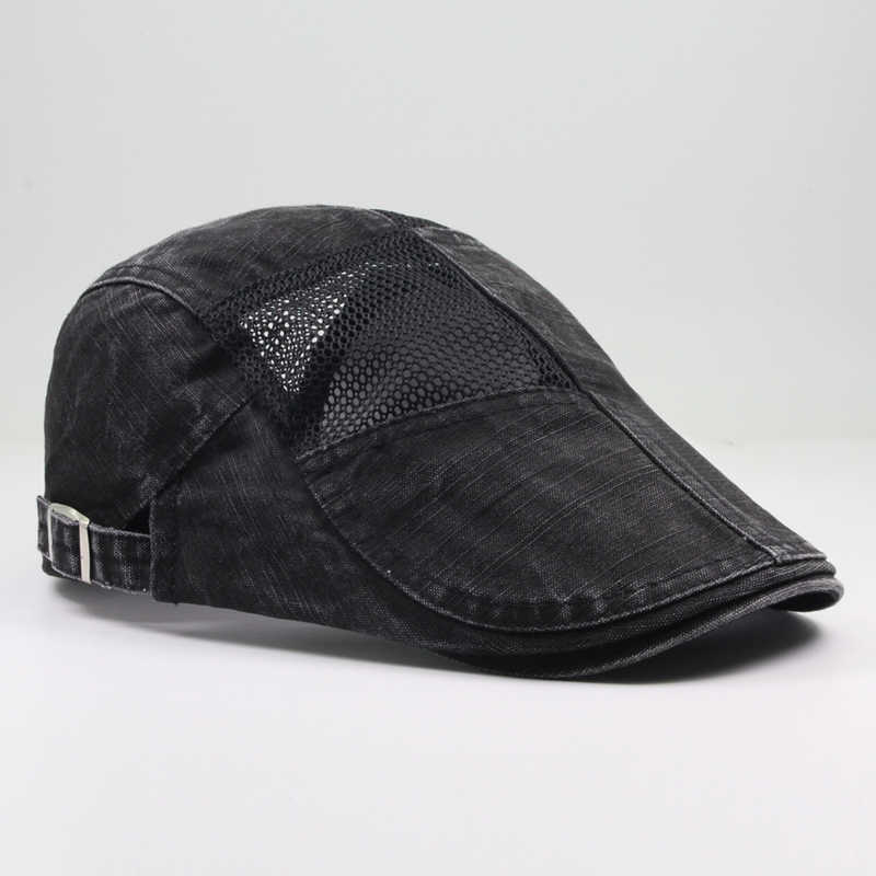 New CNTANG Men Mesh Berets Visor Hats Summer Fashion Vintage Flat Caps Casual Cotton Adjustable Sun Hat Beret For Men's S261016J9WU
