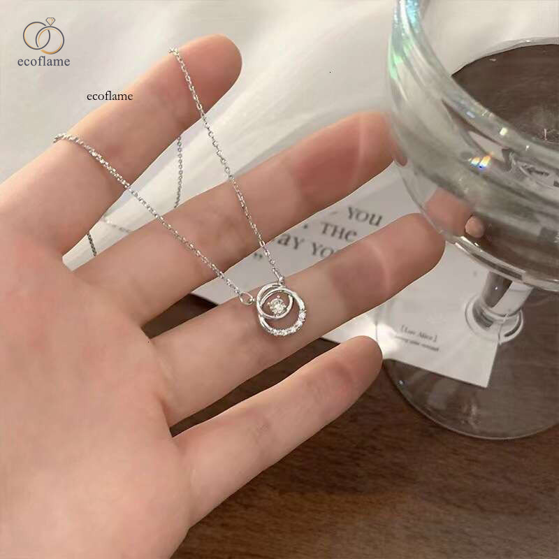 Micro-inlaid diamond double-ring trendy necklace for women, light luxury and high-end feel, niche design collarbone chain, new accessory