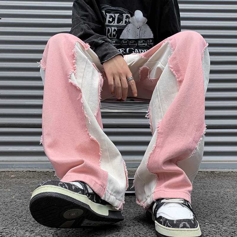 Men's Jeans Men's Regular Fit Stacked Jeans Y2K Punk Black American Street Rock Retro Oversized Jeans Baggy Washed Jeans for Male Denim Pa